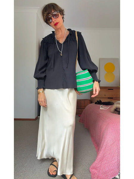 Pre-Loved Cotton Cheesecloth Ruffle Blouse • Size 10