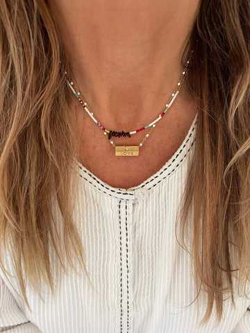 SERENDIPITY Crystal Chip Navajo Necklace (Garnet) • NEW