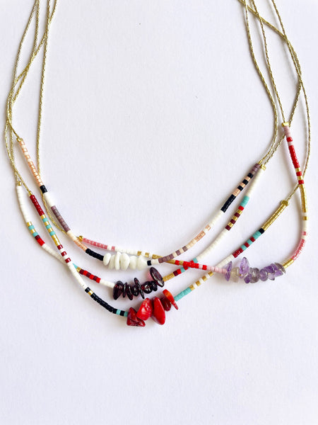 SERENDIPITY Crystal Chip Navajo Necklace (Quartz) • NEW