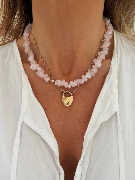 The DELUXE Surfer Boy Necklace (Rose Quartz) • NEW