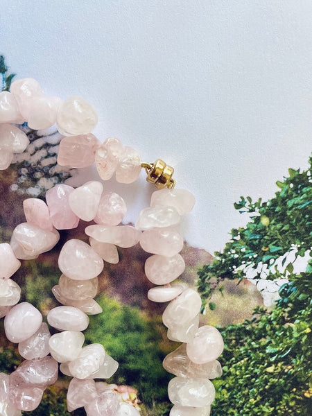 The DELUXE Surfer Boy Necklace (Rose Quartz)