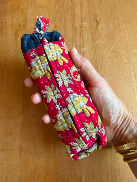Indian Kantha Fabric Zip Pouch