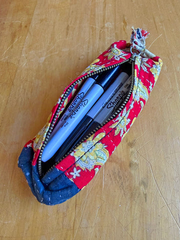 Indian Kantha Fabric Zip Pouch