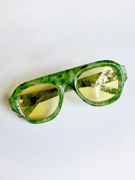 Aviator Style Acetate Sunglasses (Aloe) • NEW