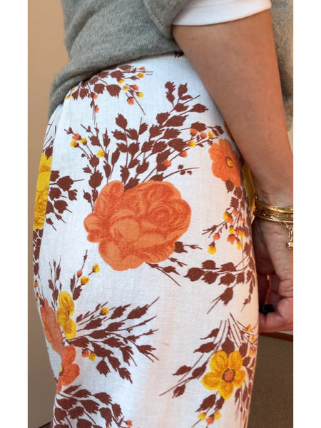 Pre-Loved ESSIE PALM BEACH White Floral Linen Pants • Size 10