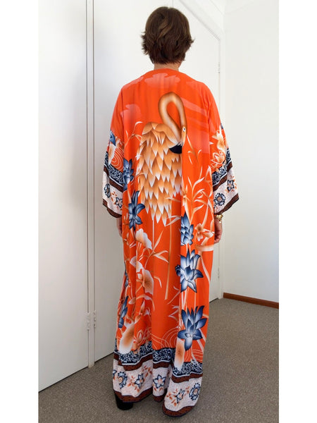 Pre-Loved Long Orange Duster/Kimono • Free Size
