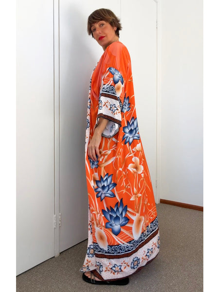 Pre-Loved Long Orange Duster/Kimono • Free Size