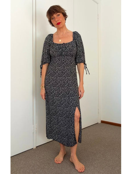 Pre-Loved Black & White Floral Dress • Size 10