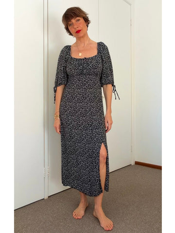Pre-Loved Black & White Floral Dress • Size 10