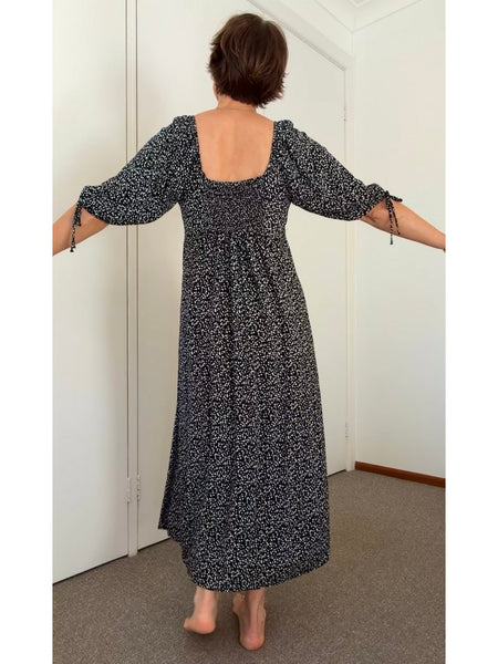 Pre-Loved Black & White Floral Dress • Size 10
