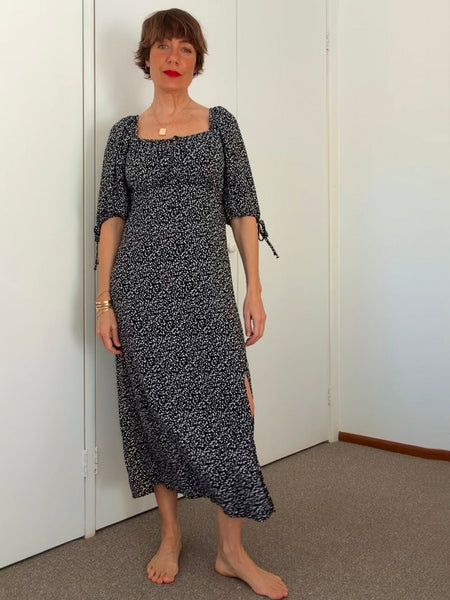 Pre-Loved Black & White Floral Dress • Size 10
