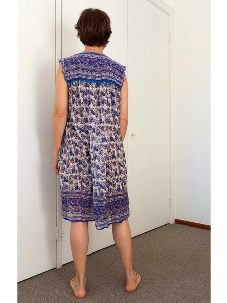 Pre-Loved Indian Cotton Lurex Sleeveless Dress • Size 10