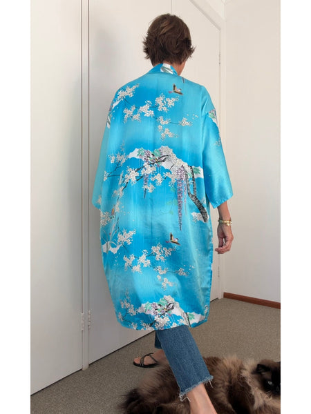 Pre-Loved Silky Turquoise Kimono • Free Size