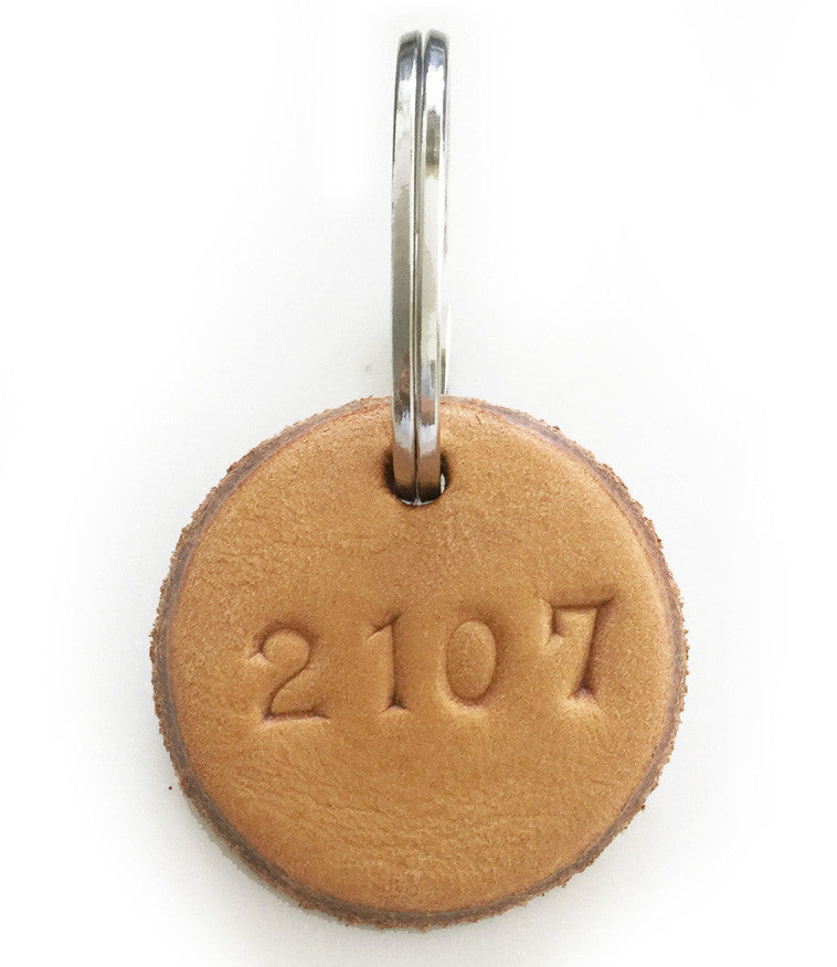 Tan Leather Postcode Key Ring (2106)