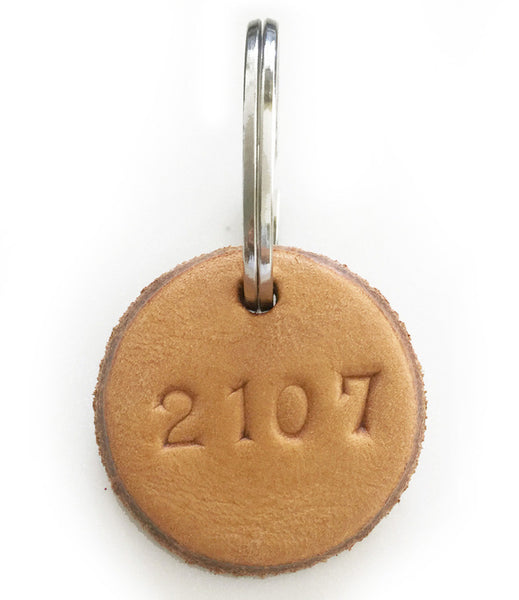 Tan Leather Postcode Key Ring (2108)