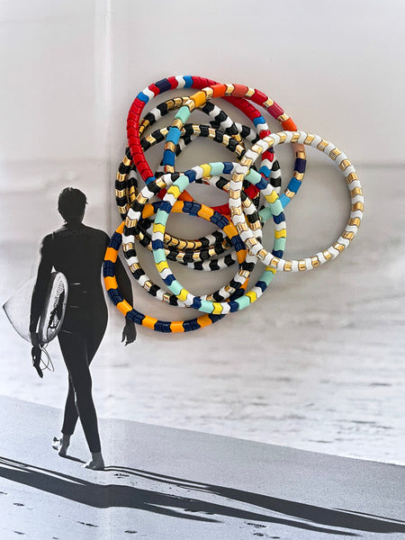 YUKI Herringbone Enamel Bracelet (Yin Yang)
