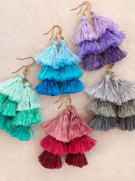 Cascade Tassel Earrings (Pebble)