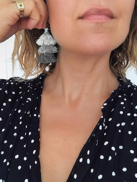 Cascade Tassel Earrings (Pebble)