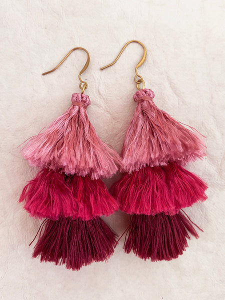 Cascade Tassel Earrings (Rouge)