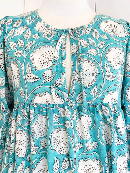 Chowchilla Vintage Arkie Dress "Aqua Vine"
