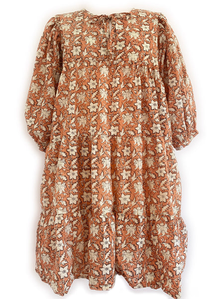 Chowchilla Vintage Arkie MINI Dress "Terracotta Blossom"