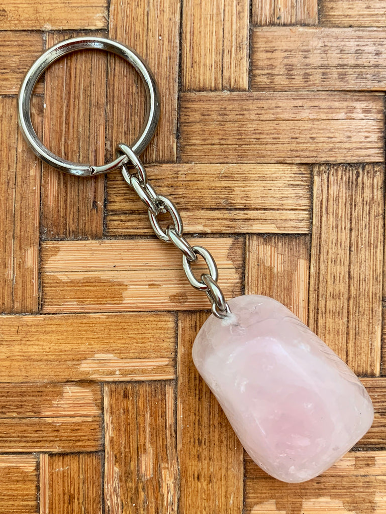 Crystal Key Ring Rose Quartz Tumbled BACK IN STOCK