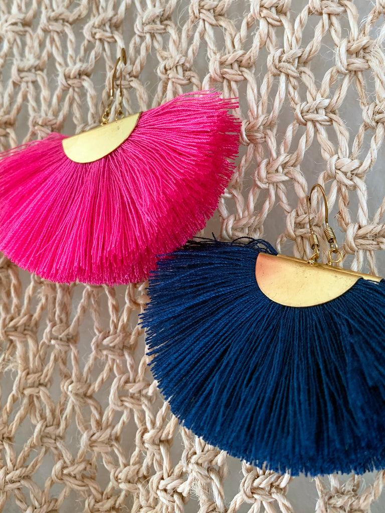Fuchsia tassel earrings deals