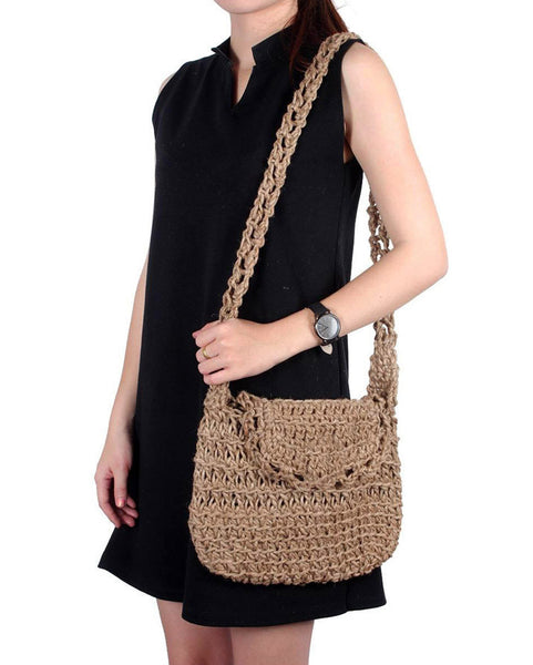 Crocheted Jute Shoulder Bag (Natural)