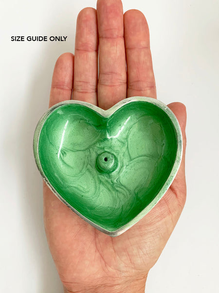 Hand Painted Heart Incense Bowl • CHARCOAL