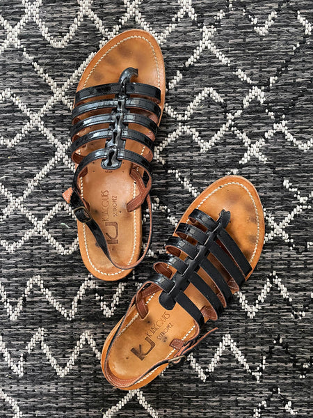 K.Jacques Black Patent Leather "Homere" Sandals • (Size 41)