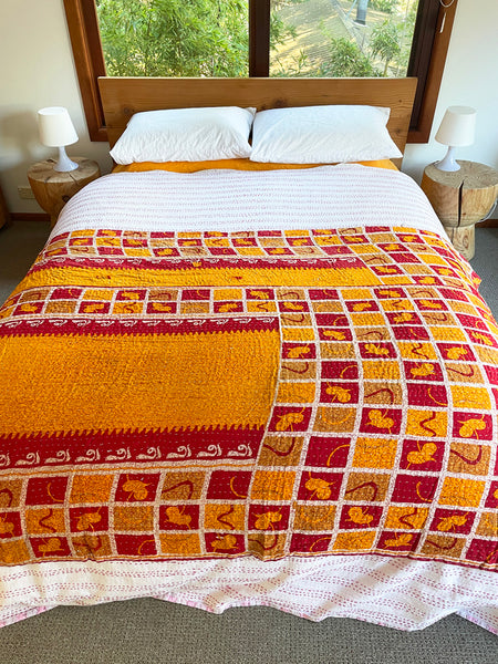 Vintage Indian Reversible Kantha Throw (Number 11)