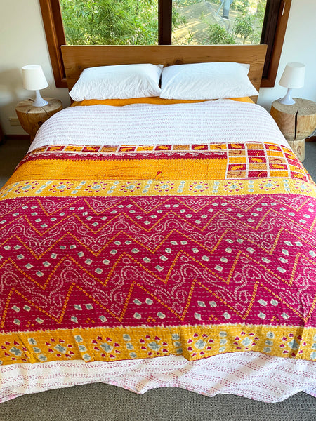 Vintage Indian Reversible Kantha Throw (Number 11)