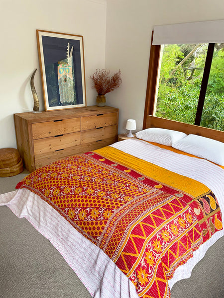 Vintage Indian Reversible Kantha Throw (Number 39)