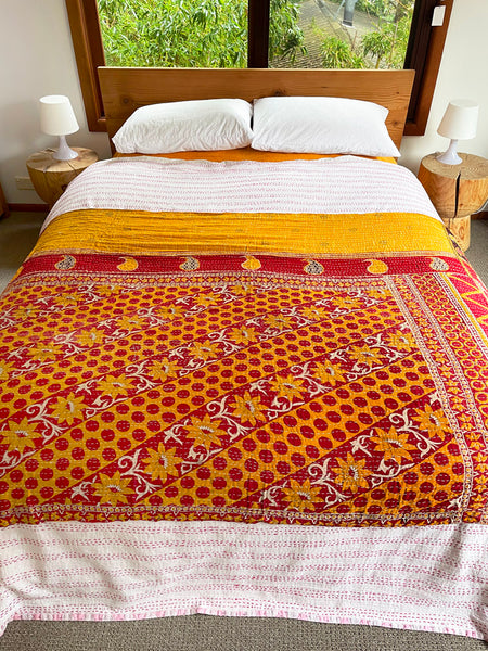 Vintage Indian Reversible Kantha Throw (Number 39)