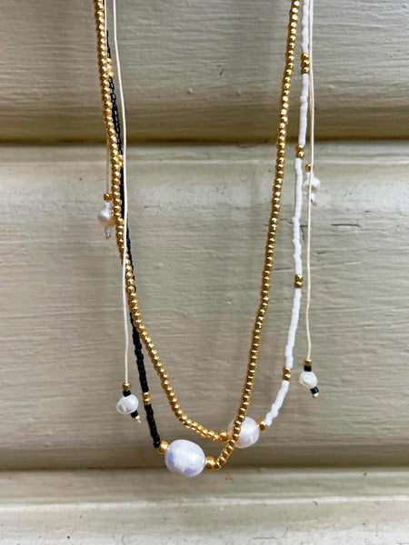 LEILANI Freshwater Pearl Choker (Black/Gold)