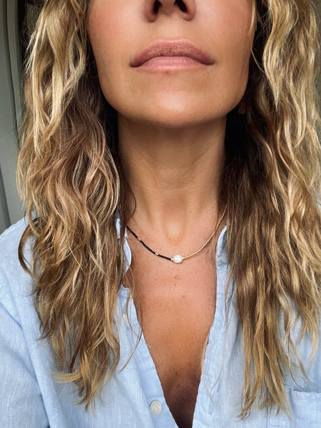 LEILANI Freshwater Pearl Choker (Black/Gold)