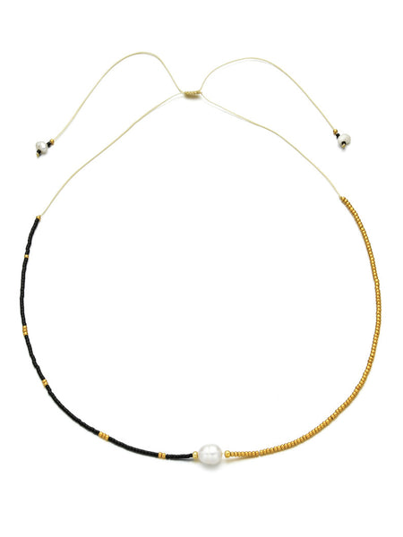 LEILANI Freshwater Pearl Choker (Black/Gold)