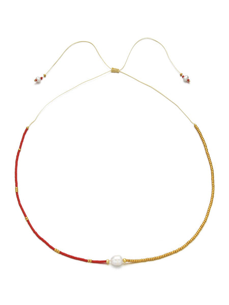 LEILANI Freshwater Pearl Choker (Red/Gold)