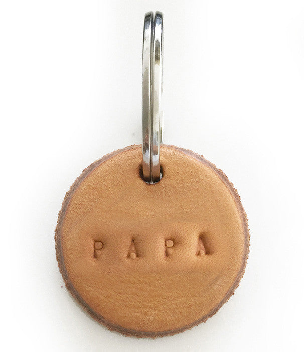 Tan Leather Postcode Key Ring (PAPA)
