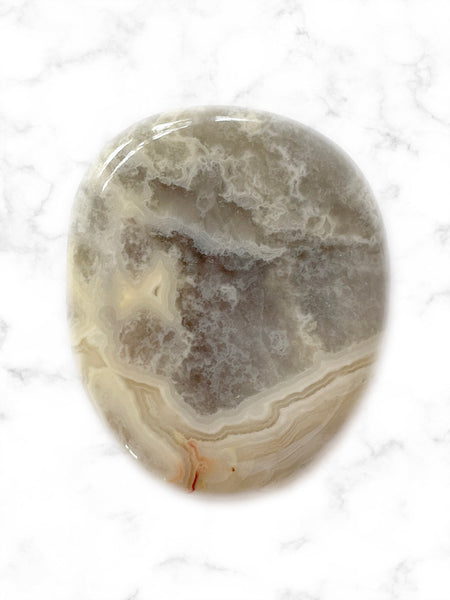 Palm Stone Crystal (White Crazy Lace Agate) • NEW