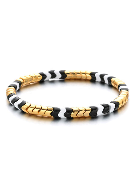YUKI Herringbone Enamel Bracelet (Goldie)