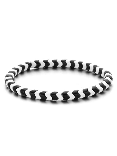 YUKI Herringbone Enamel Bracelet (Yin Yang)