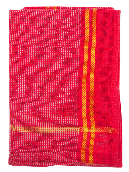 Indian Cotton Dish Cloth/Napkin (Red/BoldYellow Stripe) • 80x40cm