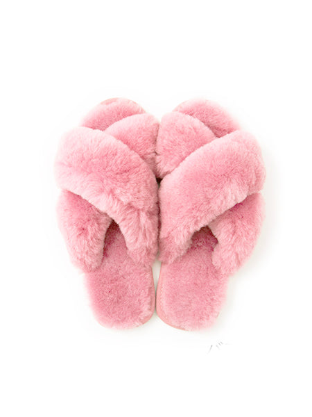 Shearling Mayberry Slides (Baby Pink)