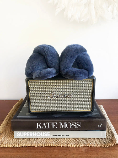 Shearling Mayberry Slides (Midnight)