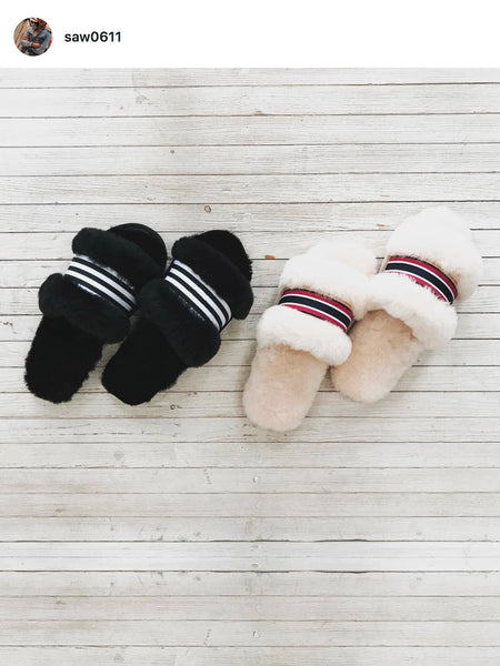 Shearling Wrenlette Slides (Natural)