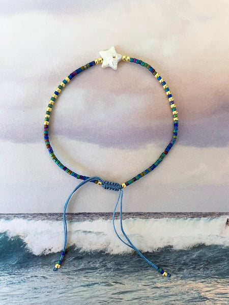 STARSTRUCK Bead + Pearl Bracelet (Peacock)