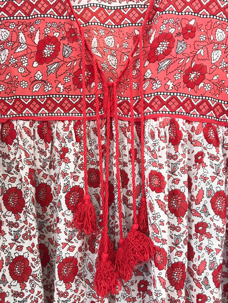 Chowchilla Vintage Indian Gypset Blouse "Edie Red" • LAST ONE (Size XS)