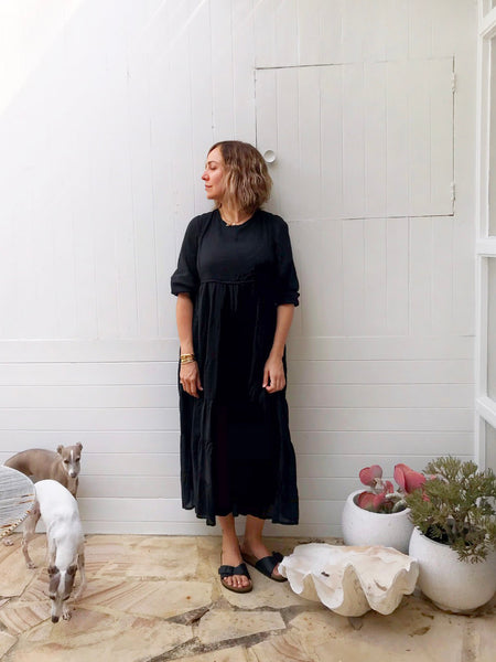 Chowchilla Vintage PRAIRIE Dress • "Black" • LAST ONE (Size M)