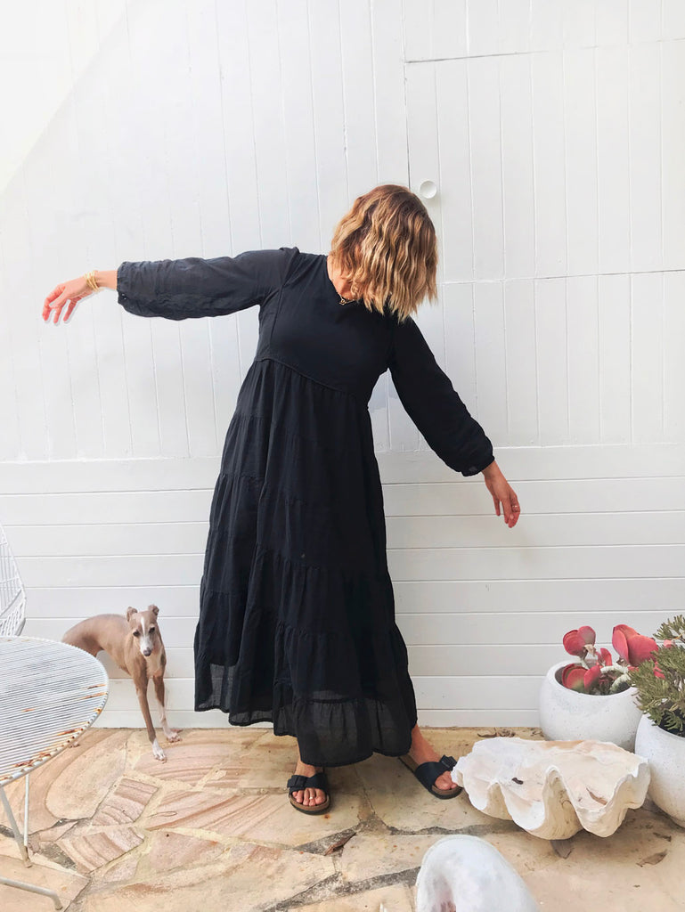 Chowchilla Vintage PRAIRIE Dress • "Black" • LAST ONE (Size M)